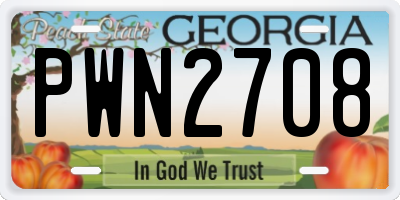 GA license plate PWN2708