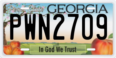 GA license plate PWN2709