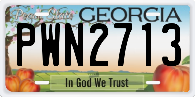 GA license plate PWN2713