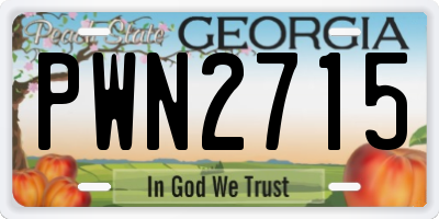 GA license plate PWN2715