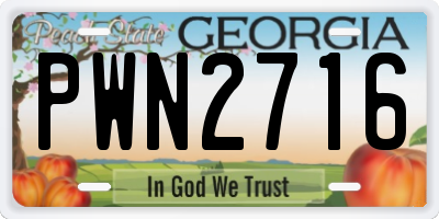 GA license plate PWN2716