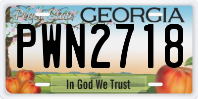 GA license plate PWN2718