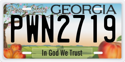 GA license plate PWN2719