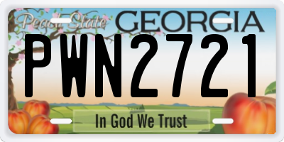 GA license plate PWN2721