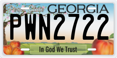 GA license plate PWN2722