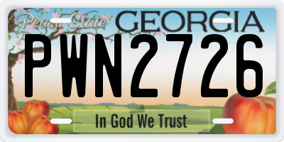 GA license plate PWN2726