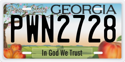 GA license plate PWN2728