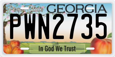 GA license plate PWN2735