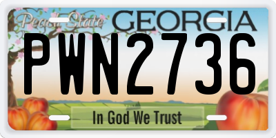 GA license plate PWN2736