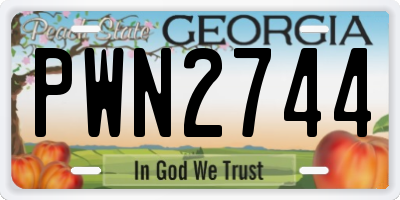 GA license plate PWN2744