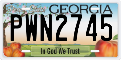 GA license plate PWN2745