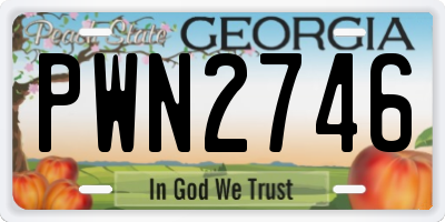 GA license plate PWN2746