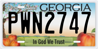GA license plate PWN2747
