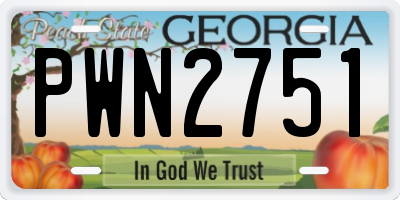 GA license plate PWN2751