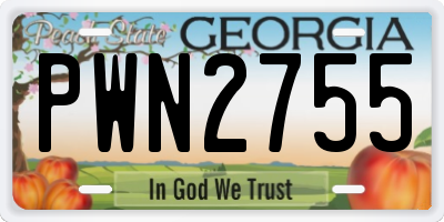 GA license plate PWN2755