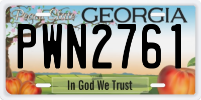 GA license plate PWN2761