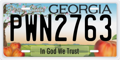 GA license plate PWN2763