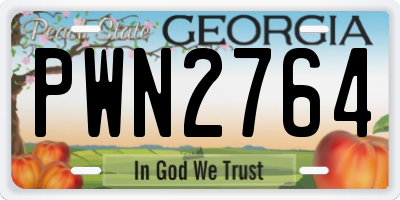 GA license plate PWN2764