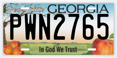 GA license plate PWN2765