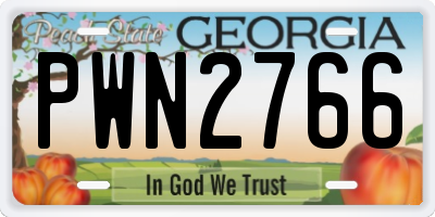 GA license plate PWN2766