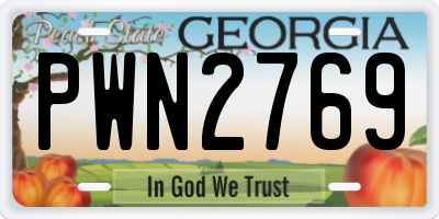 GA license plate PWN2769