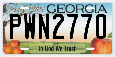 GA license plate PWN2770