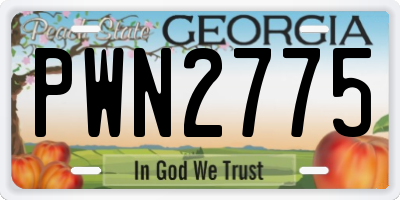 GA license plate PWN2775