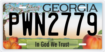 GA license plate PWN2779