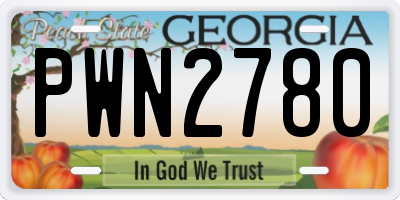 GA license plate PWN2780