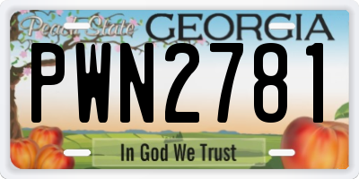 GA license plate PWN2781
