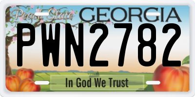 GA license plate PWN2782