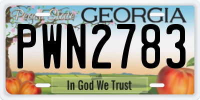 GA license plate PWN2783