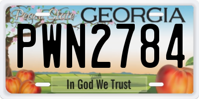 GA license plate PWN2784