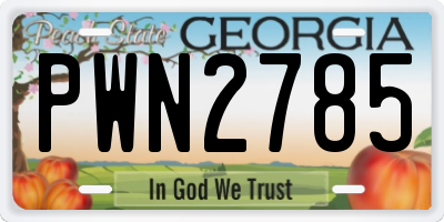 GA license plate PWN2785