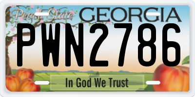 GA license plate PWN2786