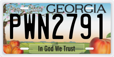 GA license plate PWN2791