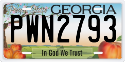 GA license plate PWN2793