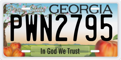 GA license plate PWN2795