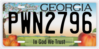 GA license plate PWN2796