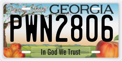 GA license plate PWN2806