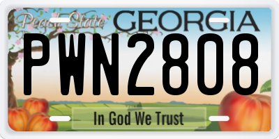GA license plate PWN2808