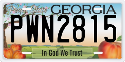 GA license plate PWN2815