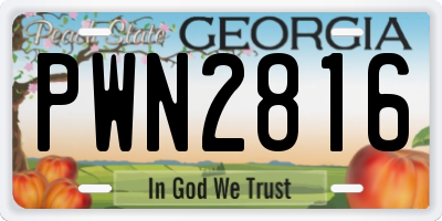 GA license plate PWN2816