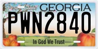 GA license plate PWN2840