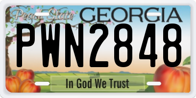 GA license plate PWN2848