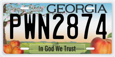 GA license plate PWN2874