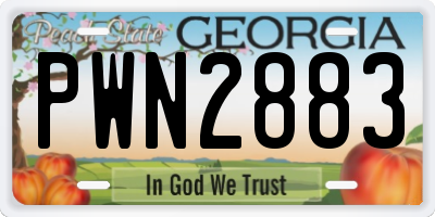 GA license plate PWN2883