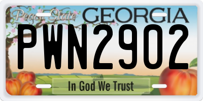 GA license plate PWN2902