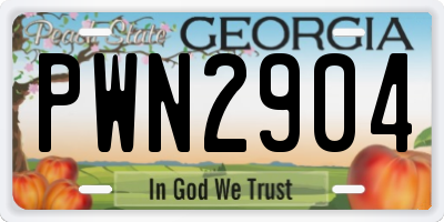 GA license plate PWN2904