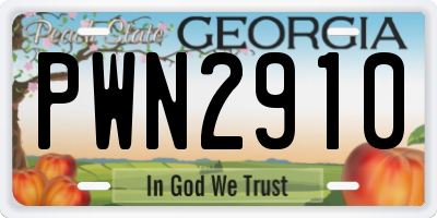 GA license plate PWN2910